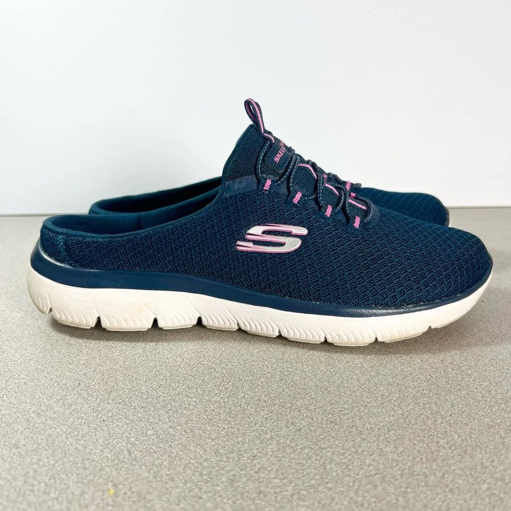 Skechers Summits Swift Step Women's Blue pink Mesh Slip-On Mules Size 7.5 - Picture 2 of 7